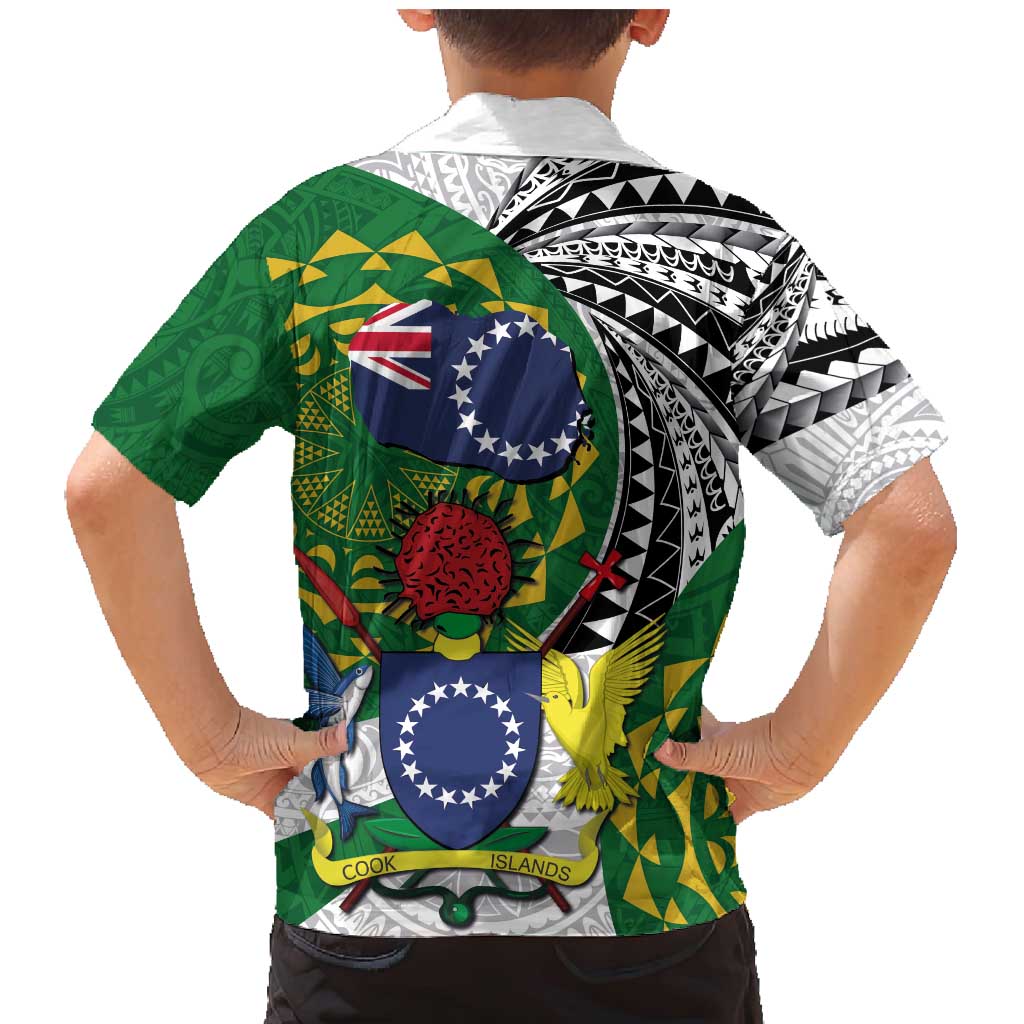 Cook Islands Independence Day Family Matching Mermaid Dress and Hawaiian Shirt National Flag and Emblem with Tatau Tattoo LT03 - Polynesian Pride