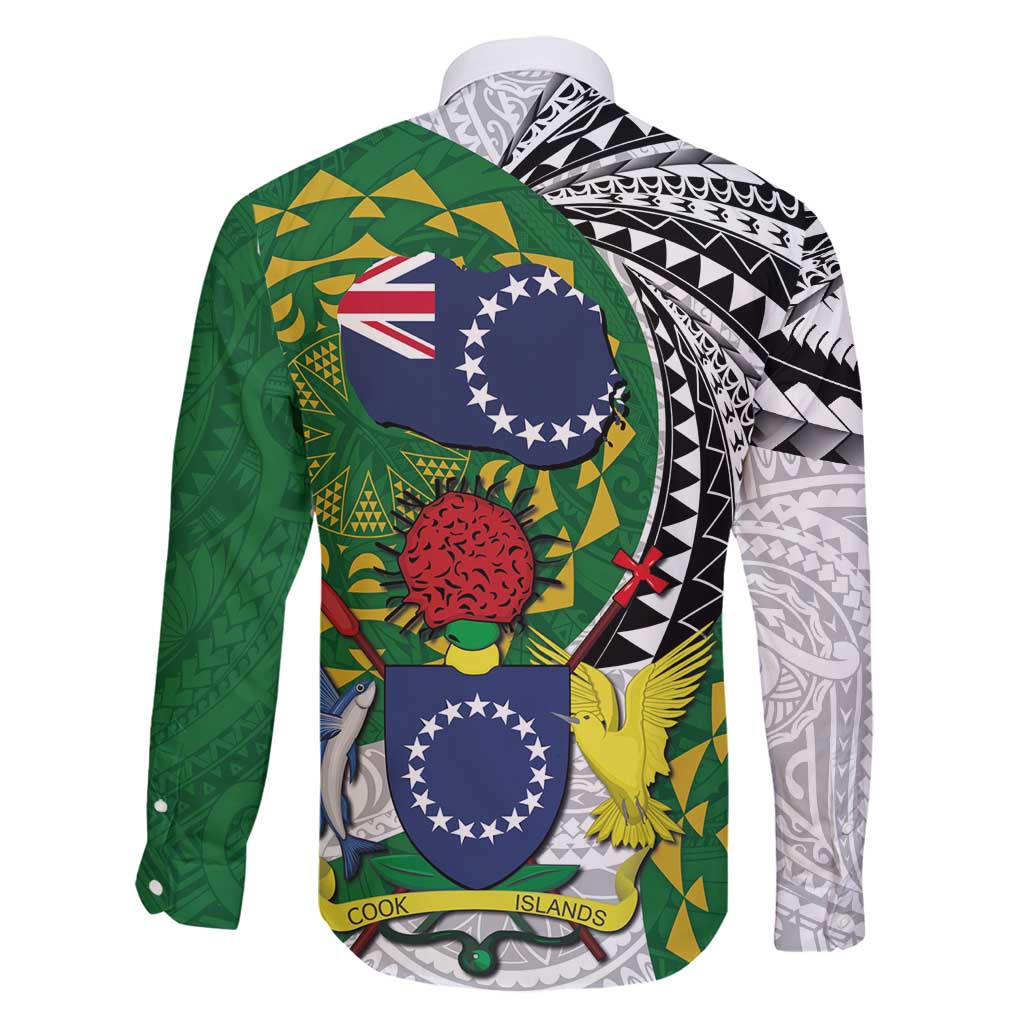 Cook Islands Independence Day Family Matching Off Shoulder Maxi Dress and Hawaiian Shirt National Flag and Emblem with Tatau Tattoo LT03 - Polynesian Pride