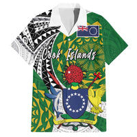 Cook Islands Independence Day Family Matching Summer Maxi Dress and Hawaiian Shirt National Flag and Emblem with Tatau Tattoo LT03 Dad's Shirt - Short Sleeve - Polynesian Pride