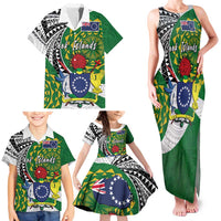 Cook Islands Independence Day Family Matching Tank Maxi Dress and Hawaiian Shirt National Flag and Emblem with Tatau Tattoo LT03 - Polynesian Pride