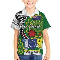 Cook Islands Independence Day Family Matching Tank Maxi Dress and Hawaiian Shirt National Flag and Emblem with Tatau Tattoo LT03 Son's Shirt - Polynesian Pride