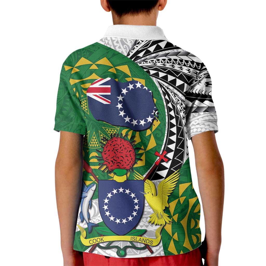 Cook Islands Independence Day Kid Polo Shirt National Flag and Emblem with Tatau Tattoo