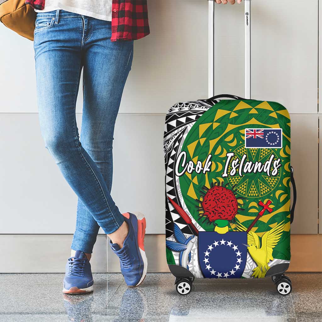 Cook Islands Independence Day Luggage Cover National Flag and Emblem with Tatau Tattoo