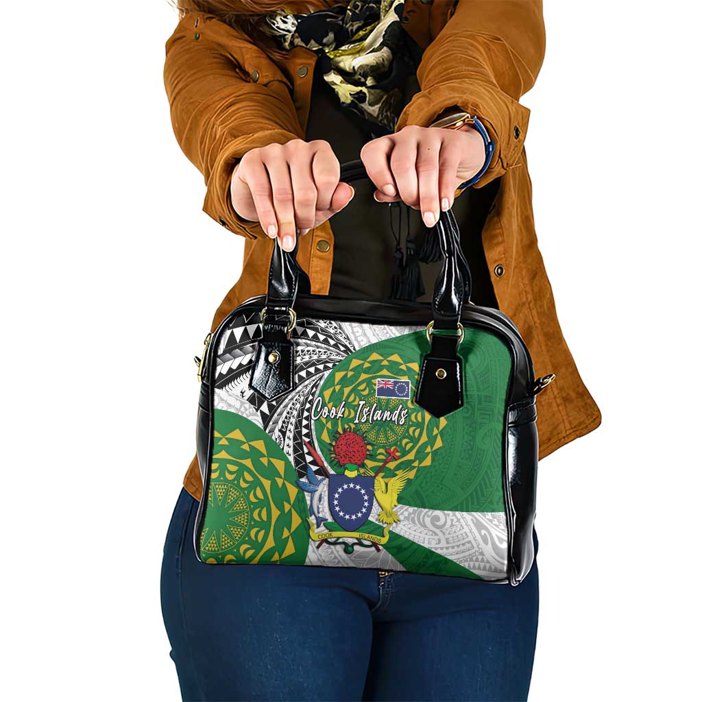 Cook Islands Independence Day Shoulder Handbag National Flag and Emblem with Tatau Tattoo