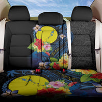 Palau Independence Day Back Car Seat Cover Melanesian Tattoo with Hibiscus LT03 One Size - Polynesian Pride
