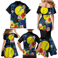 Palau Independence Day Family Matching Mermaid Dress and Hawaiian Shirt Melanesian Tattoo with Hibiscus LT03 - Polynesian Pride
