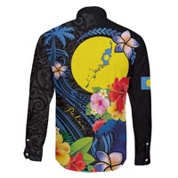 Palau Independence Day Family Matching Off Shoulder Short Dress and Hawaiian Shirt Melanesian Tattoo with Hibiscus LT03 - Polynesian Pride