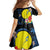 Palau Independence Day Family Matching Short Sleeve Bodycon Dress and Hawaiian Shirt Melanesian Tattoo with Hibiscus