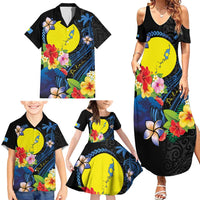 Palau Independence Day Family Matching Summer Maxi Dress and Hawaiian Shirt Melanesian Tattoo with Hibiscus LT03 - Polynesian Pride