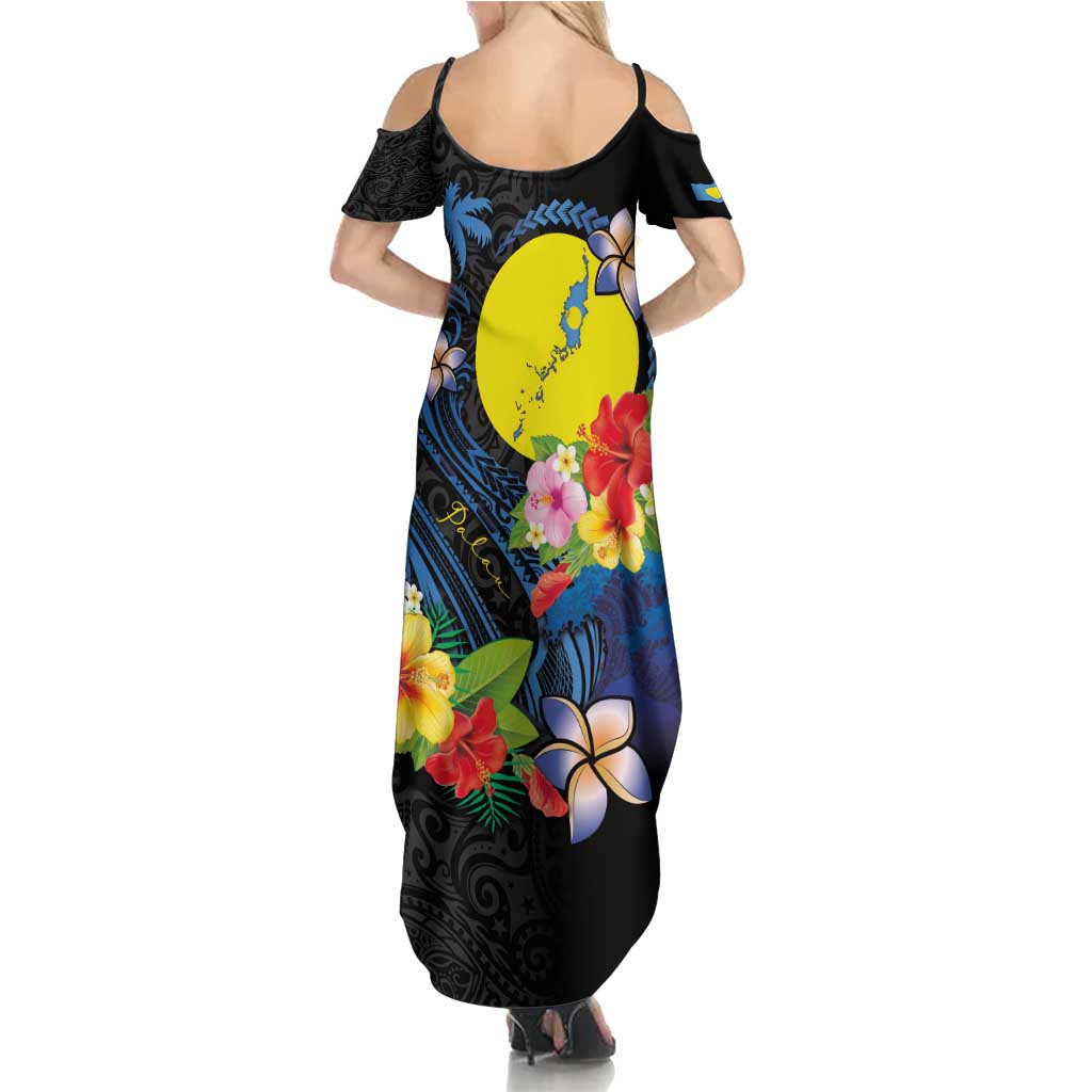 Palau Independence Day Family Matching Summer Maxi Dress and Hawaiian Shirt Melanesian Tattoo with Hibiscus LT03 - Polynesian Pride
