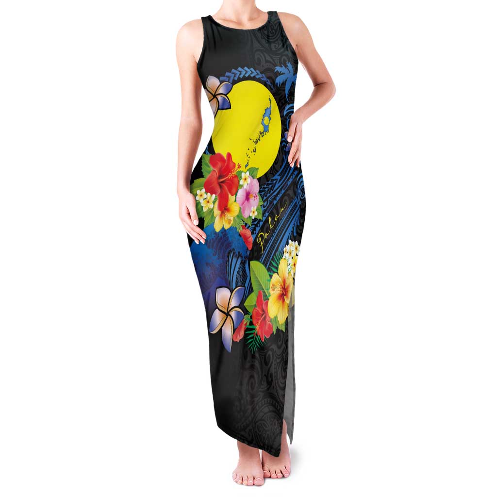 Palau Independence Day Family Matching Tank Maxi Dress and Hawaiian Shirt Melanesian Tattoo with Hibiscus LT03 Mom's Dress - Polynesian Pride