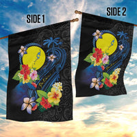 Palau Independence Day Garden Flag Melanesian Tattoo with Hibiscus LT03 - Polynesian Pride