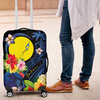 Palau Independence Day Luggage Cover Melanesian Tattoo with Hibiscus LT03 - Polynesian Pride