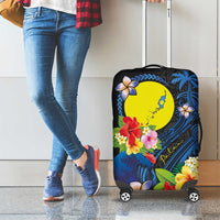 Palau Independence Day Luggage Cover Melanesian Tattoo with Hibiscus LT03 - Polynesian Pride