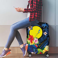 Palau Independence Day Luggage Cover Melanesian Tattoo with Hibiscus LT03 - Polynesian Pride