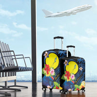 Palau Independence Day Luggage Cover Melanesian Tattoo with Hibiscus LT03 - Polynesian Pride