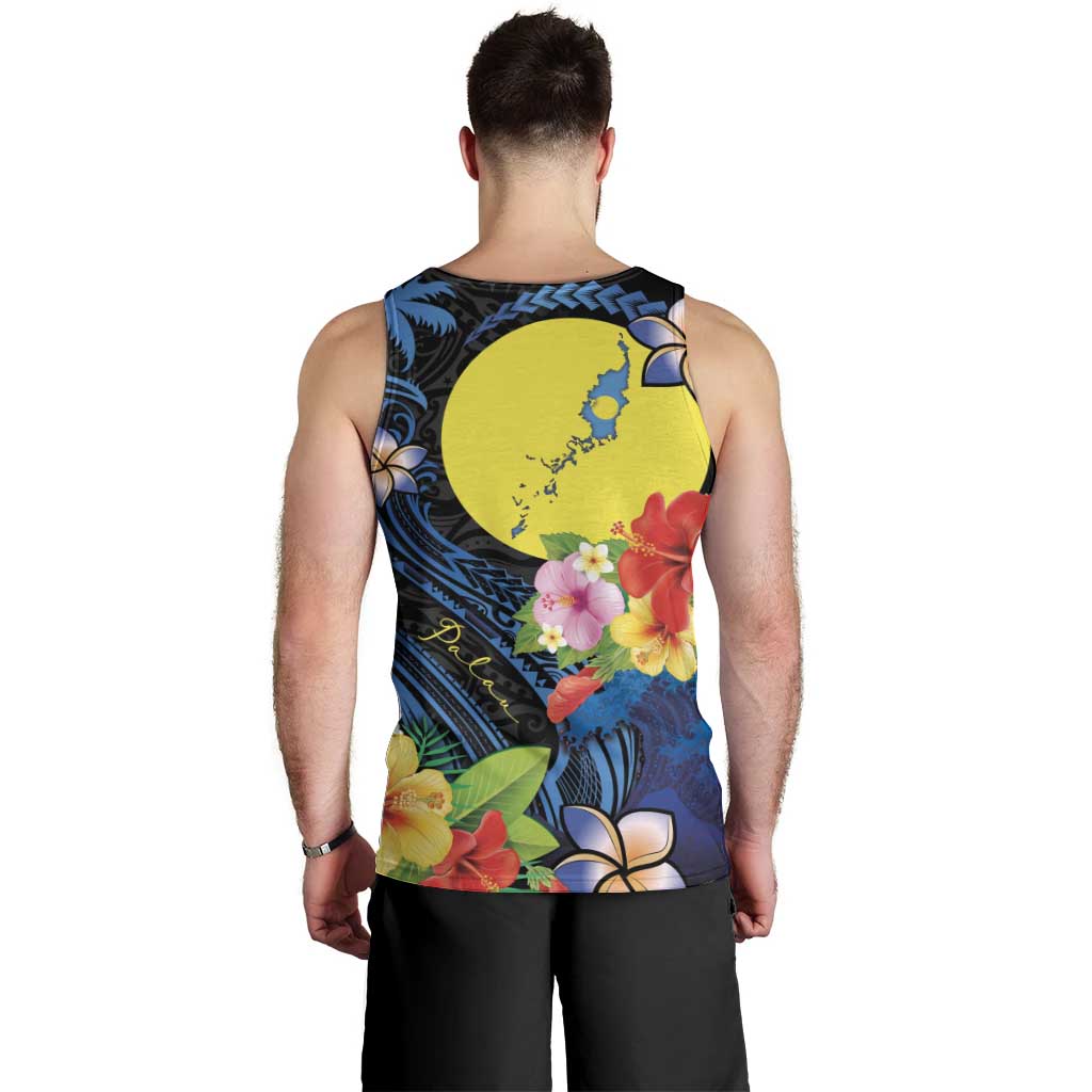 Palau Independence Day Men Tank Top Melanesian Tattoo with Hibiscus