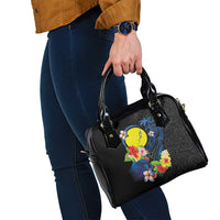 Palau Independence Day Shoulder Handbag Melanesian Tattoo with Hibiscus