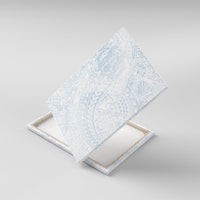 Hawaiian Turtles and Leis Canvas Wall Art Tribal Kakau Pattern Airy White Blue Cloud Vibe