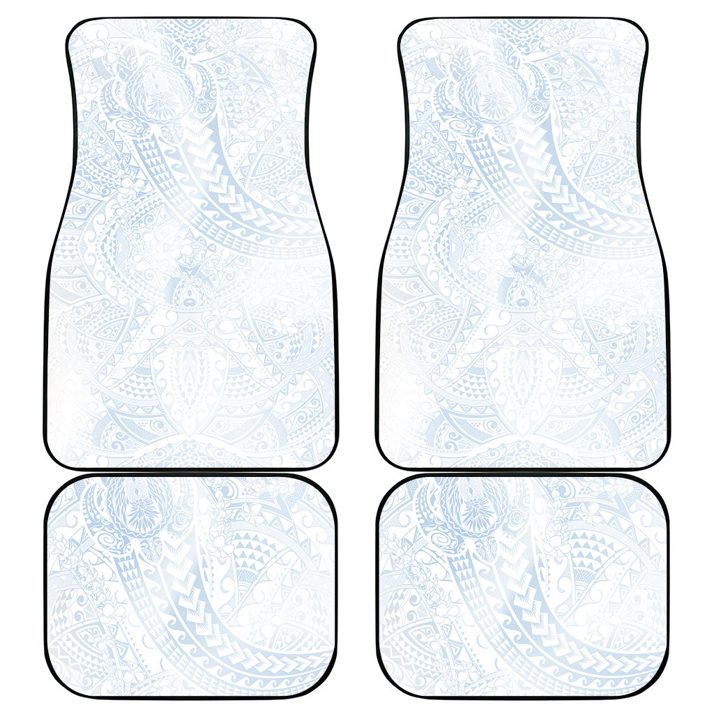 Hawaiian Turtles and Leis Car Mats Tribal Kakau Pattern Airy White Blue Cloud Vibe