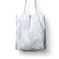 Hawaiian Turtles and Leis Tote Bag Tribal Kakau Pattern Airy White Blue Cloud Vibe