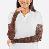 Hawaiian Turtles and Leis Arm Sleeves Tribal Kakau Pattern Mocha Mousse Color
