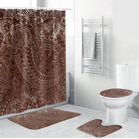 Hawaiian Turtles and Leis Bathroom Set Tribal Kakau Pattern Mocha Mousse Color
