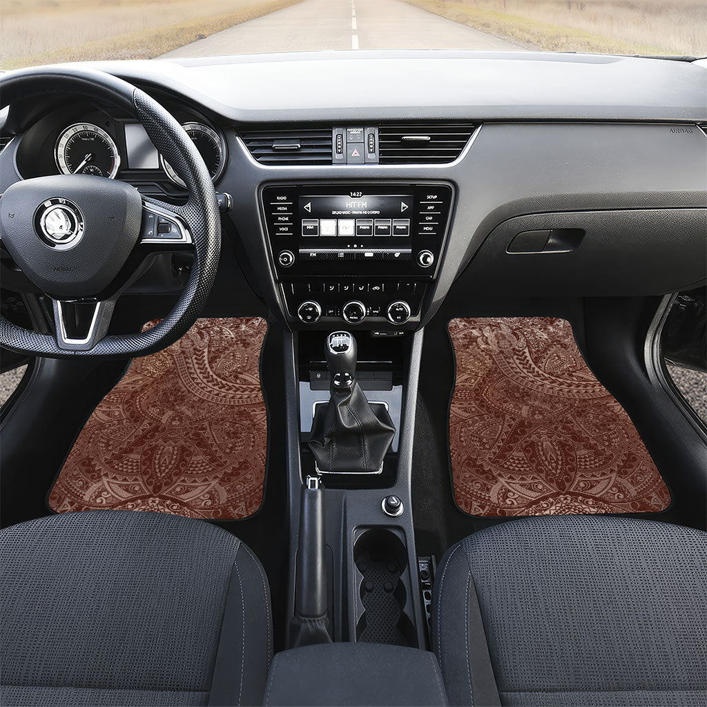 Hawaiian Turtles and Leis Car Mats Tribal Kakau Pattern Mocha Mousse Color