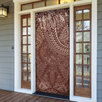 Hawaiian Turtles and Leis Door Cover Tribal Kakau Pattern Mocha Mousse Color