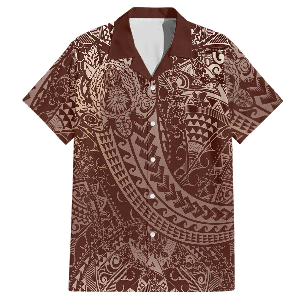 Hawaiian Turtles and Leis Family Matching Tank Maxi Dress and Hawaiian Shirt Tribal Kakau Pattern Mocha Mousse Color
