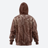 Hawaiian Turtles and Leis Hoodie Tribal Kakau Pattern Mocha Mousse Color