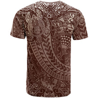 Hawaiian Turtles and Leis T Shirt Tribal Kakau Pattern Mocha Mousse Color