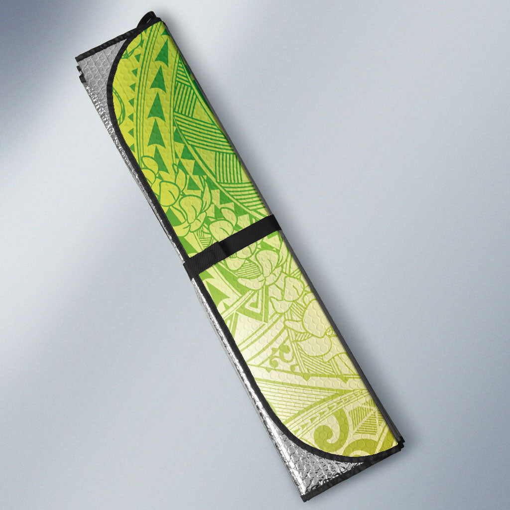 Hawaiian Turtles and Leis Auto Sun Shade Tribal Kakau Pattern Fresh Summer Vibe