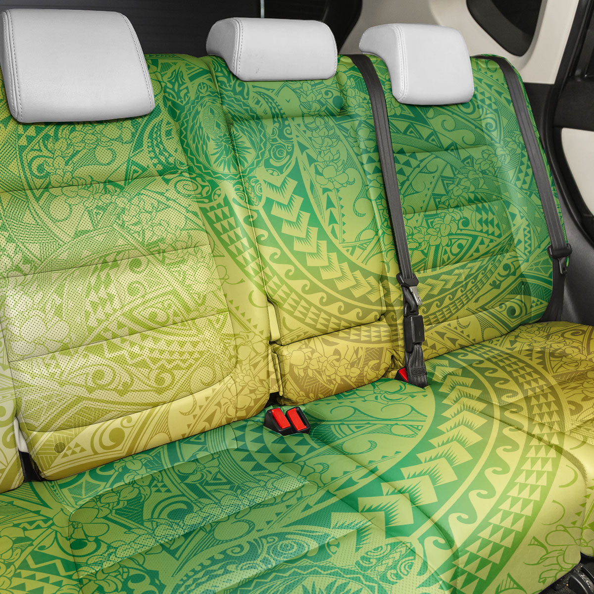 Hawaiian Turtles and Leis Back Car Seat Cover Tribal Kakau Pattern Fresh Summer Vibe