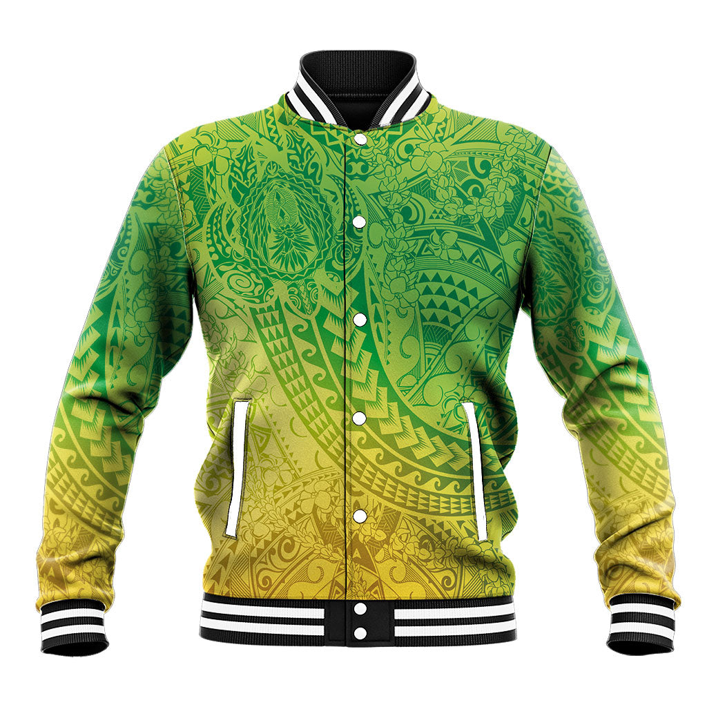 Hawaiian Turtles and Leis Baseball Jacket Tribal Kakau Pattern Fresh Summer Vibe