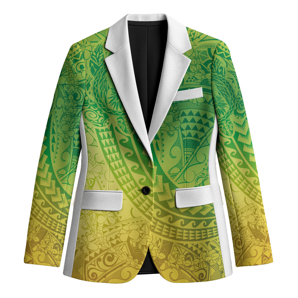 Hawaiian Turtles and Leis Blazer Tribal Kakau Pattern Fresh Summer Vibe LT03 Unisex Green - Polynesian Pride