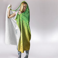 Hawaiian Turtles and Leis Hooded Blanket Tribal Kakau Pattern Fresh Summer Vibe