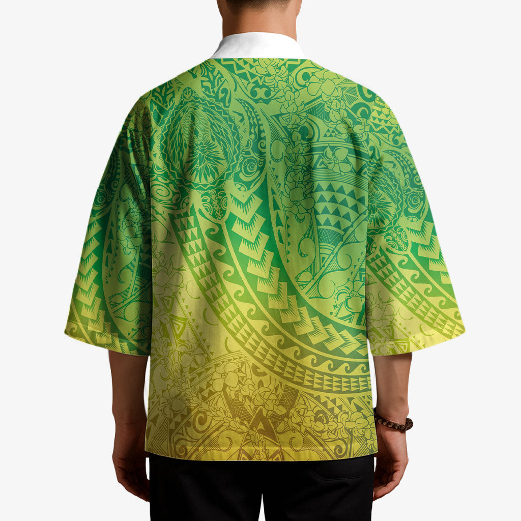 Hawaiian Turtles and Leis Kimono Tribal Kakau Pattern Fresh Summer Vibe