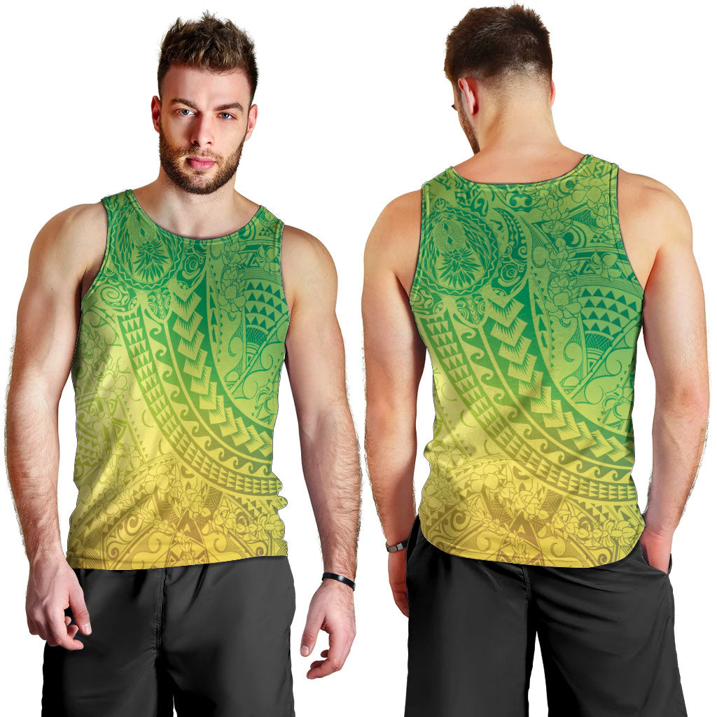Hawaiian Turtles and Leis Men Tank Top Tribal Kakau Pattern Fresh Summer Vibe