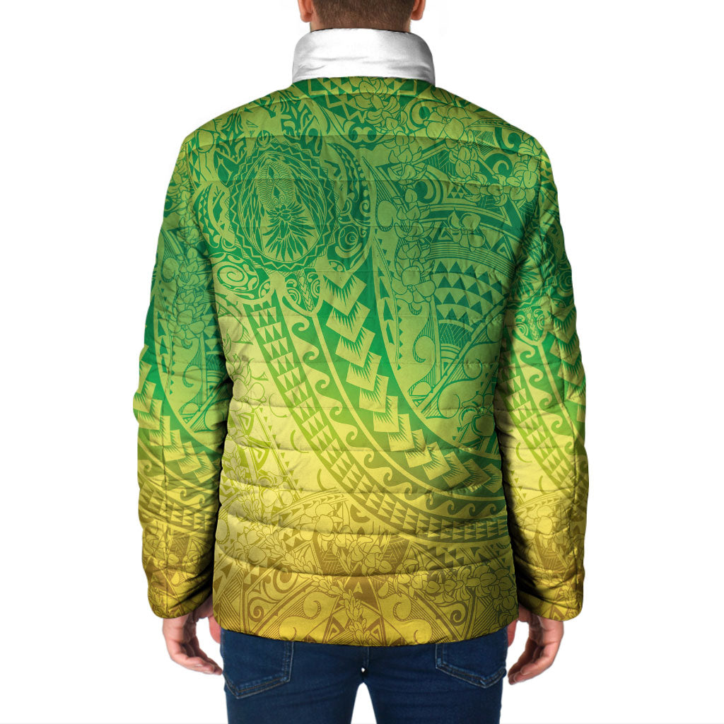 Hawaiian Turtles and Leis Padded Jacket Tribal Kakau Pattern Fresh Summer Vibe