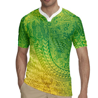Hawaiian Turtles and Leis Rugby Jersey Tribal Kakau Pattern Fresh Summer Vibe