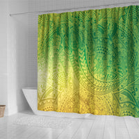 Hawaiian Turtles and Leis Shower Curtain Tribal Kakau Pattern Fresh Summer Vibe