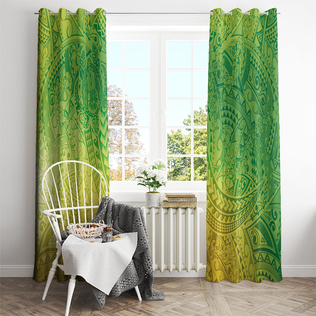 Hawaiian Turtles and Leis Window Curtain Tribal Kakau Pattern Fresh Summer Vibe