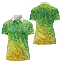 Hawaiian Turtles and Leis Women Polo Shirt Tribal Kakau Pattern Fresh Summer Vibe