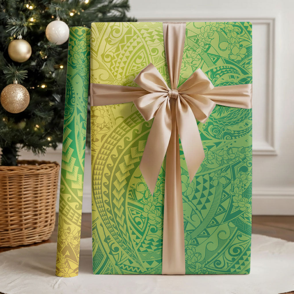 Hawaiian Turtles and Leis Wrapping Paper Tribal Kakau Pattern Fresh Summer Vibe