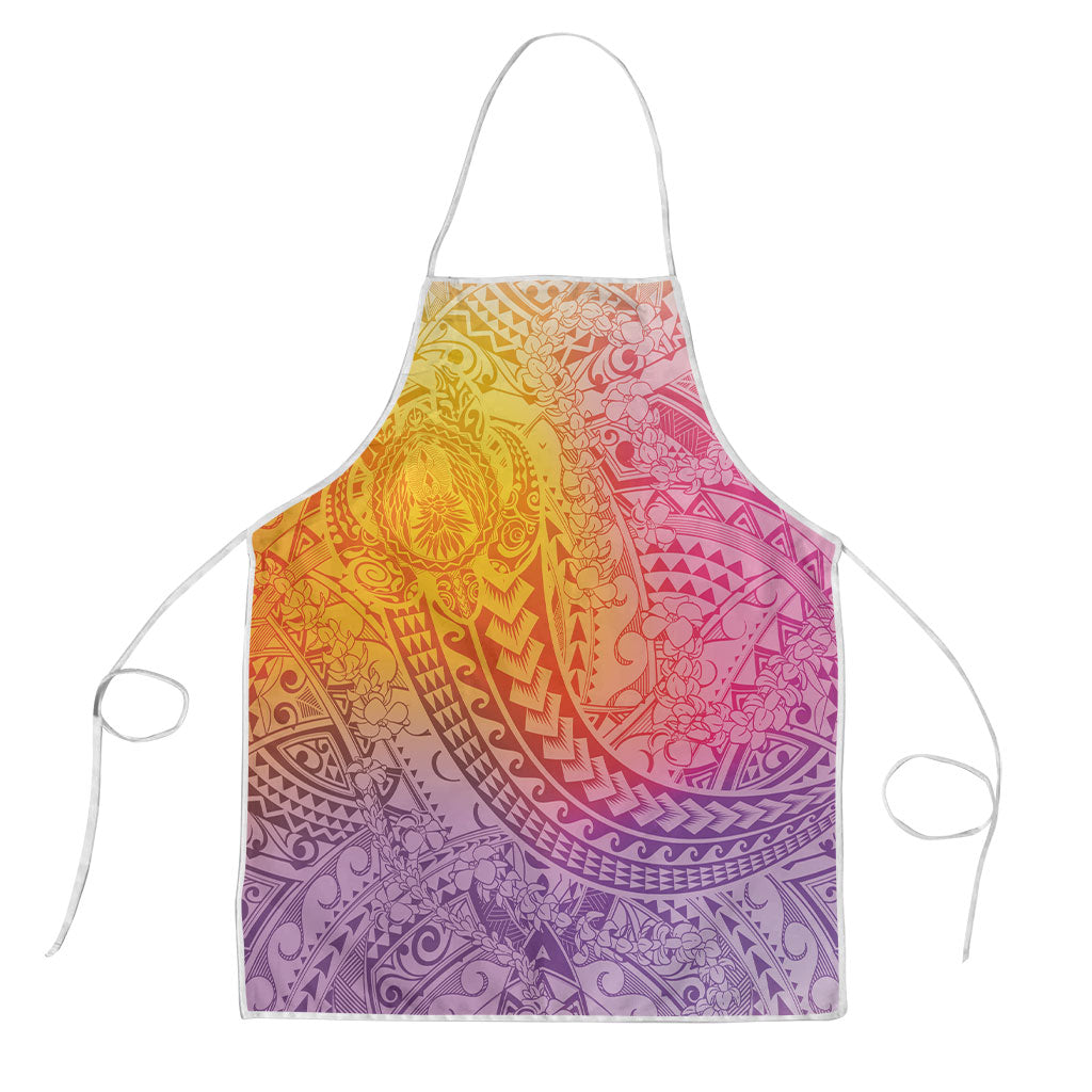 Hawaiian Turtles and Leis Apron Tribal Kakau Pattern Magical Rainbow Sky LT03 Multicolor - Polynesian Pride