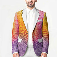 Hawaiian Turtles and Leis Blazer Tribal Kakau Pattern Magical Rainbow Sky