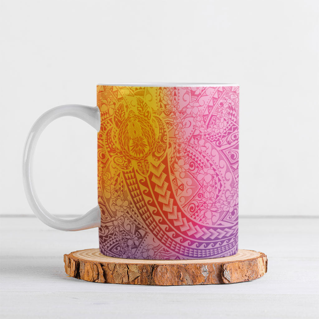 Hawaiian Turtles and Leis Ceramic Mug Tribal Kakau Pattern Magical Rainbow Sky LT03 Multicolor - Polynesian Pride