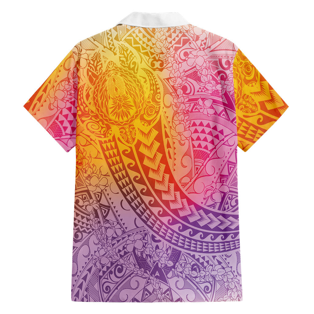 Hawaiian Turtles and Leis Family Matching Mermaid Dress and Hawaiian Shirt Tribal Kakau Pattern Magical Rainbow Sky