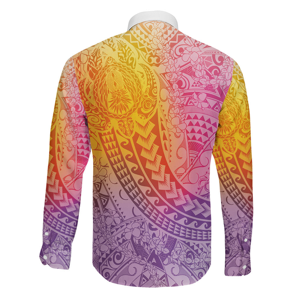 Hawaiian Turtles and Leis Family Matching Puletasi and Hawaiian Shirt Tribal Kakau Pattern Magical Rainbow Sky